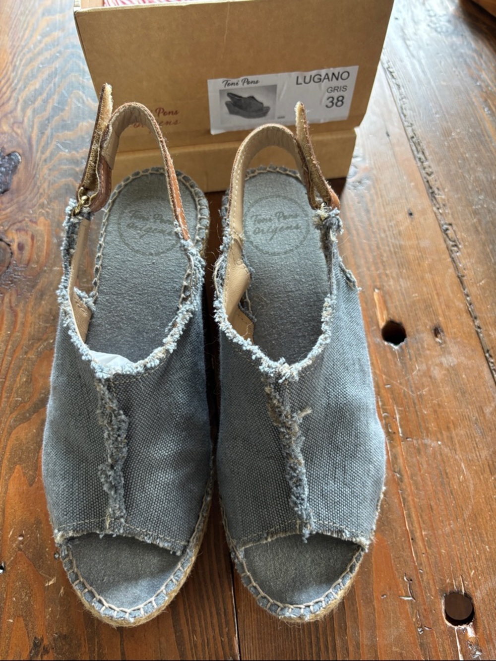 TONI PONS LUGANO Women's Gray Espadrille Wedge made in Spain size eu 38